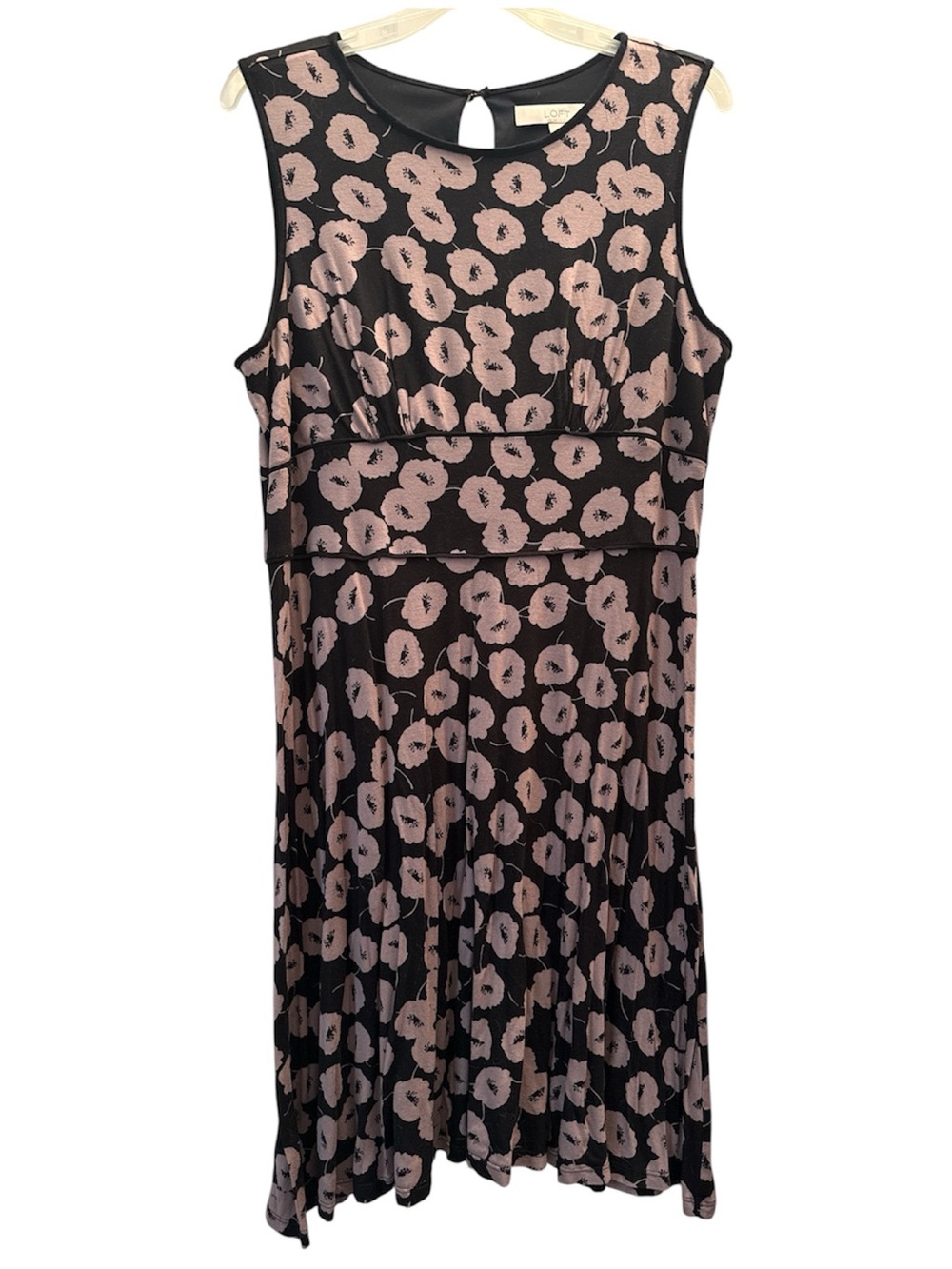 LOFT Tan and Black Floral Summer Dress - Picture 1 of 4